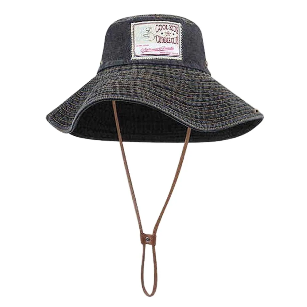 

Cowgirls Sunshade Denim Bucket Hats Lightweight Wide-Brimmed Retro Fisherman Hat PU Polyester Sun Protection Basin Cap Spring