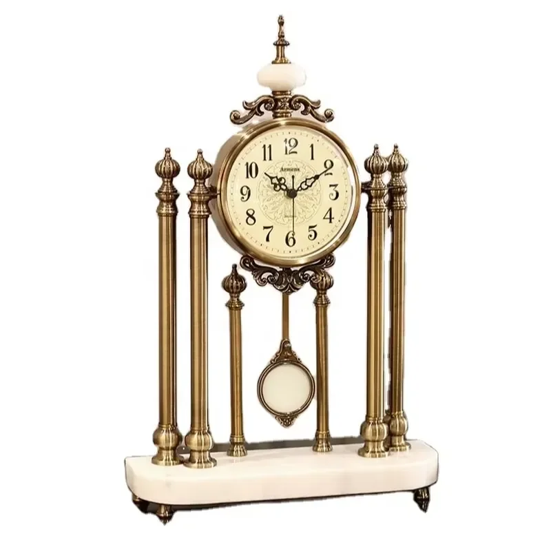 6 Inch Modern Digital Table Clock with Marble Base Metal Frame European Style Home Desk Decoration Timepiece for Living Room
