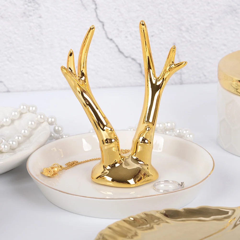 1Pcs Antler Jewelry Tray Ceramic Durable Hanging Rack Ring Holder Organizer for Jewelry Storage Display Antler Display Rack