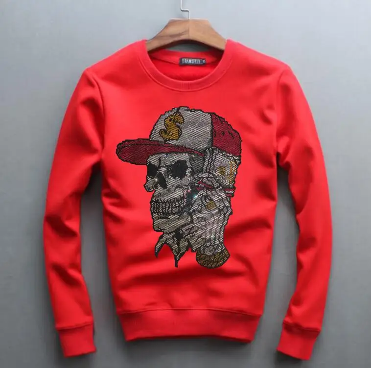 

Mens Hoodies Sweatshirt Hot Drill Streetwear Anime Sweats Long Sleeve Pullover Rhinestones Men