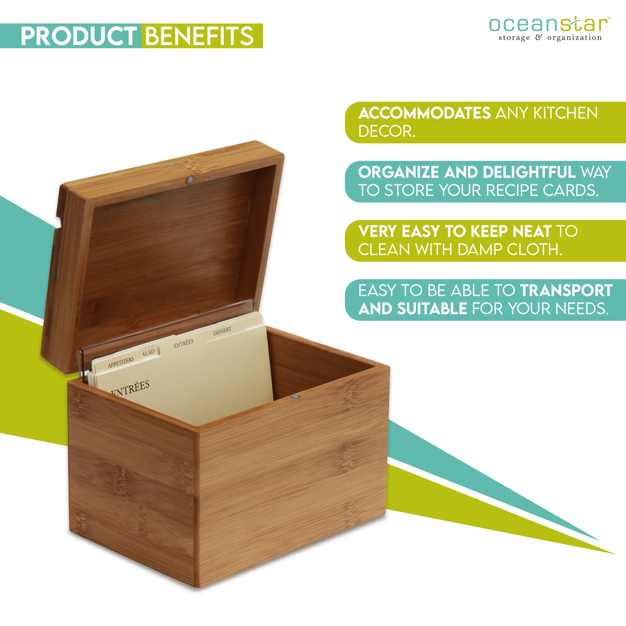 Bamboo Recipe Box with Divider