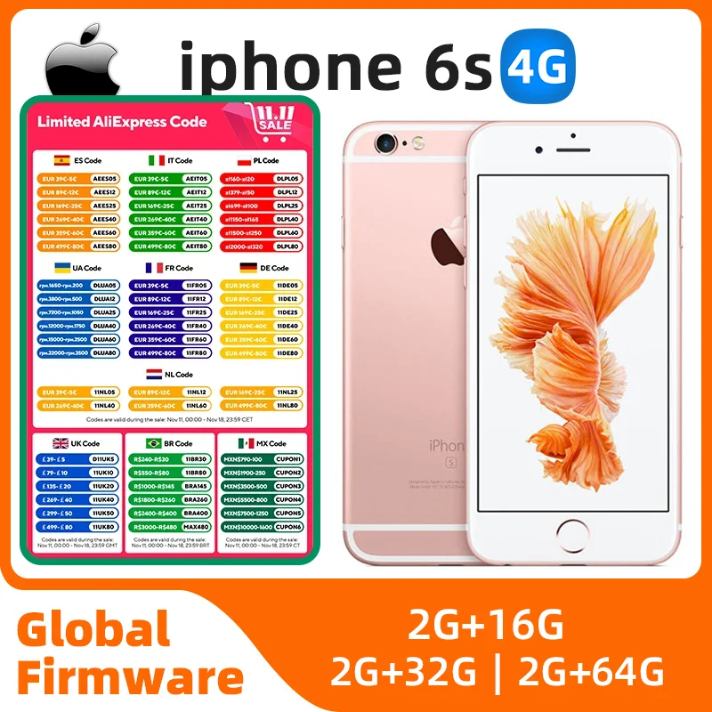 Apple iPhone 6S Smartphone 4.7" IOS 16/64/128GB ROM 2GB RAM 12.0MP Dual Core A9 4G LTE USED Mobile Phone used phone