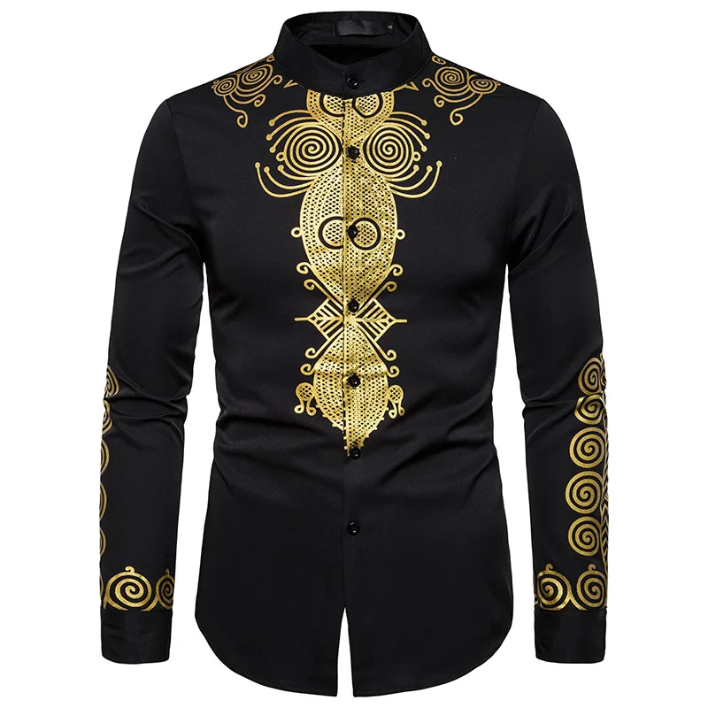 2023 Spring Season Men\'s Long Sleeve Shirt Printed Personality Cute Top Korean Fashion Street Dress Luxury Evening Dress