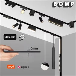 Ultra fino trilho inteligente Tuya Zigbee lâmpada LED, teto regulável, montagem em superfície, Magnetie Track Light, ímã moderno Flood Grille Spot