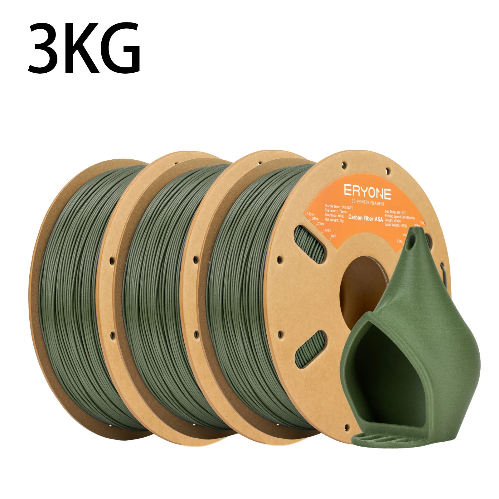 ERYONE 3KG Carbonfaser ASA Filament 1,75mm UV- und Witterungsbeständig, ASA CF 3D-Druckfilament Perfekt für den Außendruck