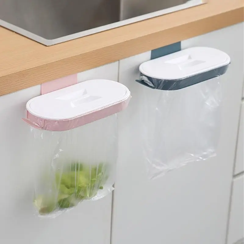 Kitchen Cabinet Door Hanging Trash Bag Holder Portable Garbage Bag Rack Space Saving Hanging Trash Holder Kitchen Organzier