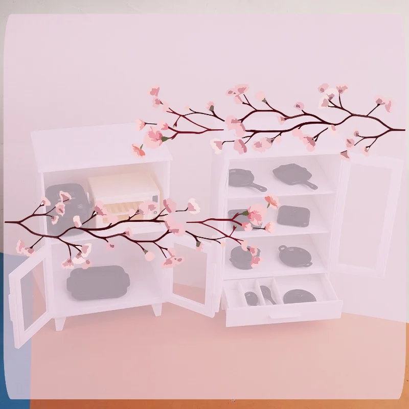 1 Set 1:12 Mini Miniature Rice Cookers Cabinet Dollhouse Furniture Model Food Pretend Play Accessores Toy Kitchen Play Kit