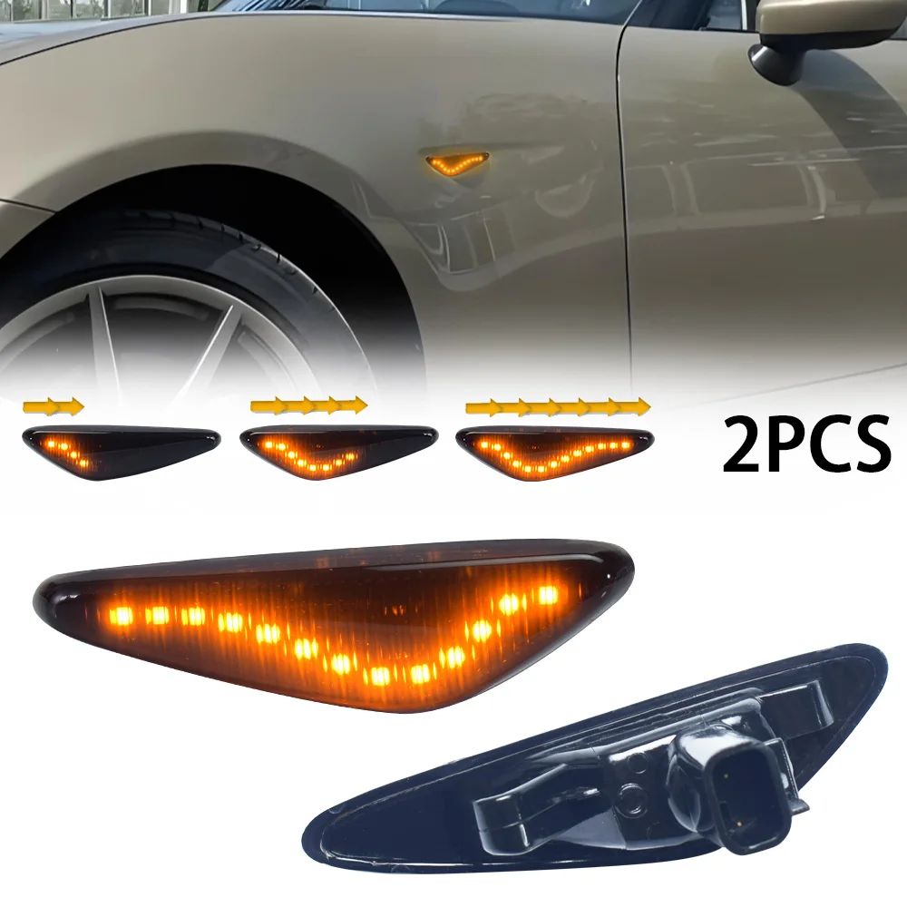 2Pcs Dynamic LED Side Marker Turn Signal Lamp Light For Mazda MX-5 Miata ND 2016- RX-8 6 Atenza GH 5 Premacy CW Fiat 124 Spider