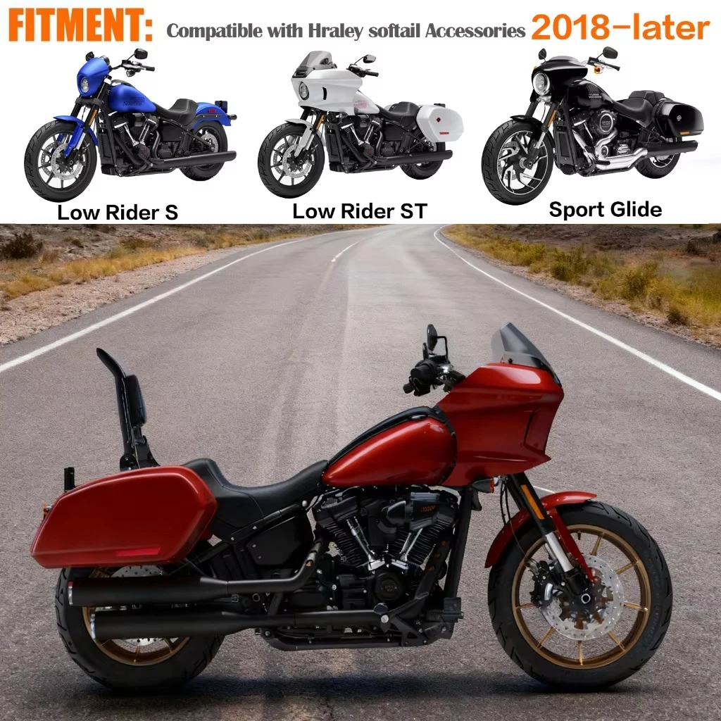 Motorcycle Rear Backrest Passenger Sissy Bar With Luggage Rack For Harley Softail Sport Glide FLSB Low Rider ST FXLR FXLRS 18-26 view 2