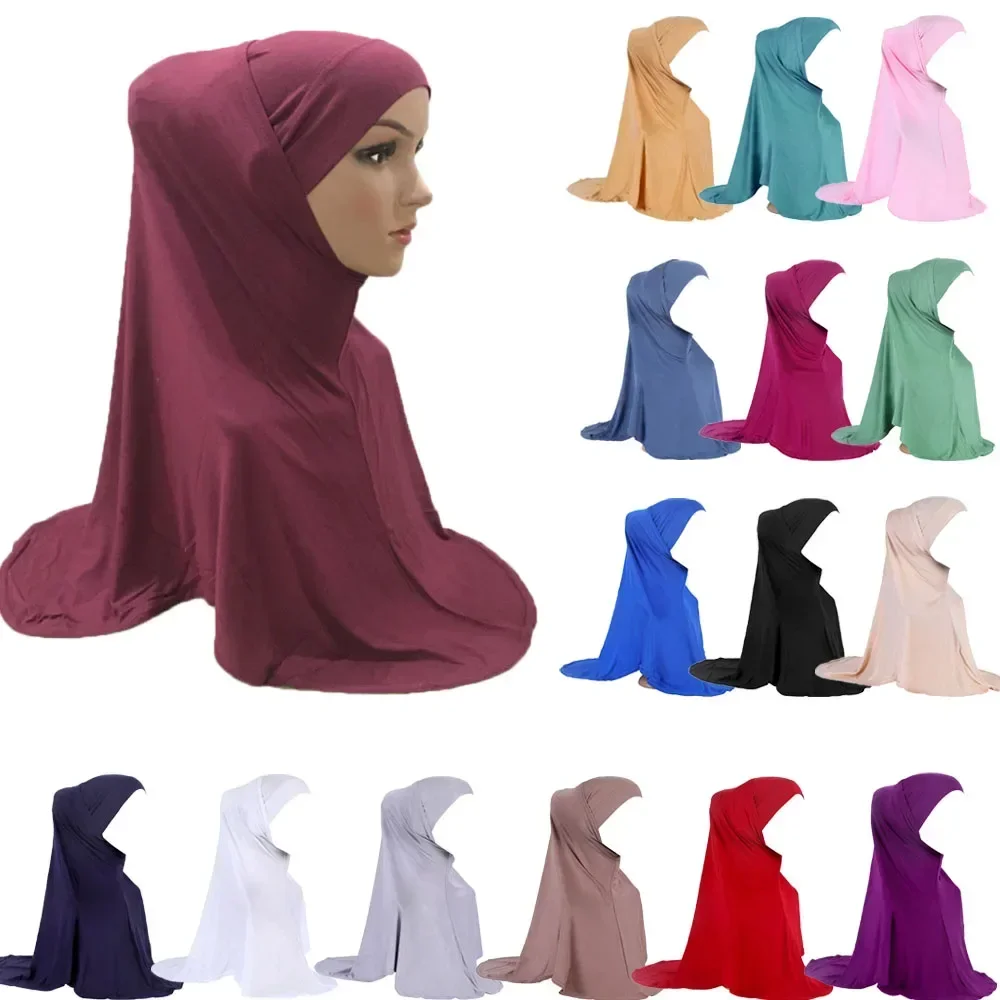 2PCS Hijab Amira Hat Muslim Under Scarf Bonnet Cap Headscarf Wrap Shawl Turban Arab Prayer Hat Worship Service Neck Cover Hijabs