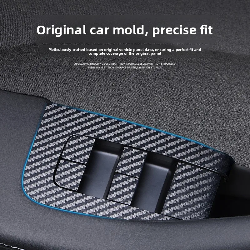For Tesla Updated Model3 Window Switch Sticker Interior Mod Trim Decal For Door Control Panel Easy Install Auto Inner view 4