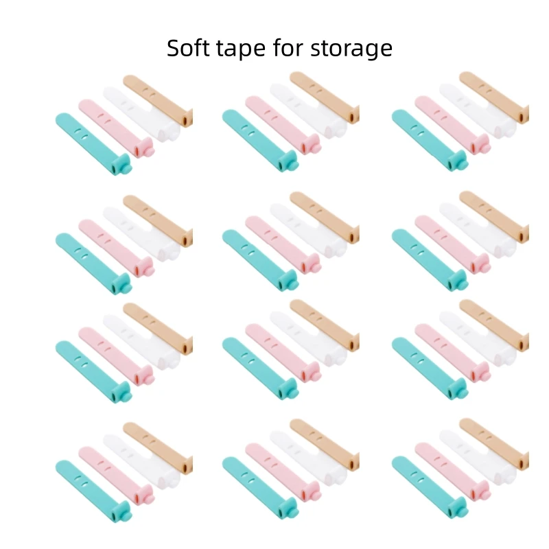 1pcs Cable Tie Silicone (4 Pack) Multi-color Reusable Holder Strap Organizer Management For Fastening Cable Cords And Wires