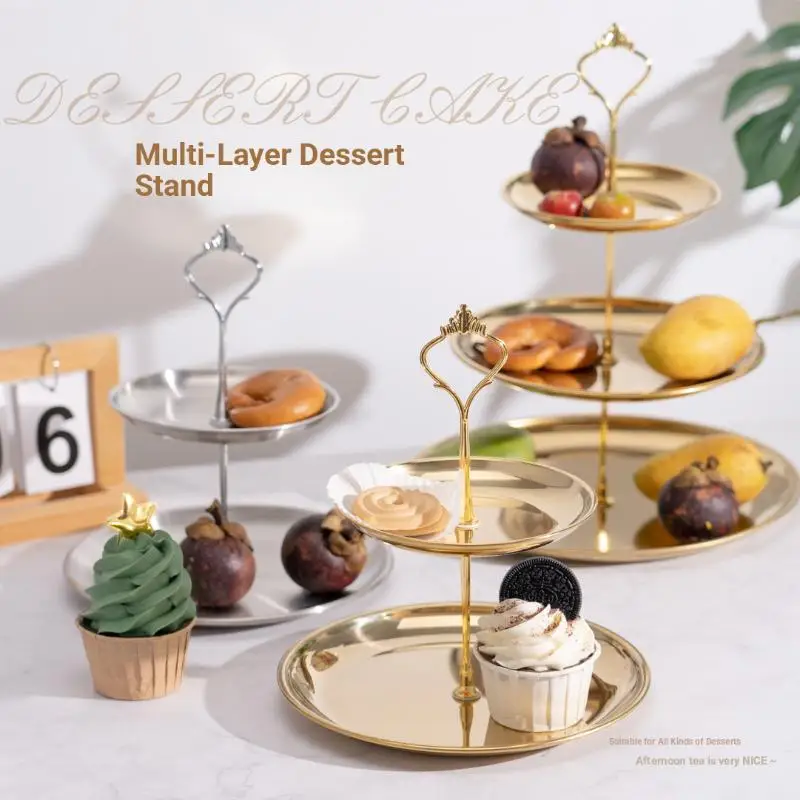 Gold Silver 2/3-Tier Cake Stand Party Dessert  Tower For Holiday Gathering Elegant Serving Stand Cupcake Stand Decor..