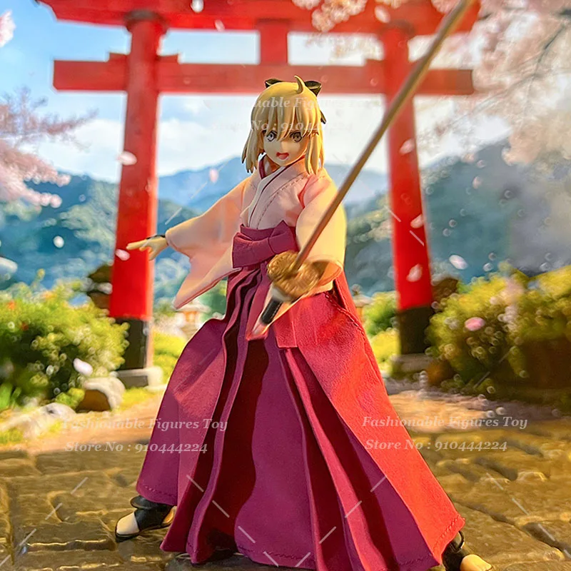 1/12 Women Soldier Genius Swordsman Okita Souji Pink Battle Kimono Robe Skirt Clothes Accessory Fit 6Inch Action Figure Body