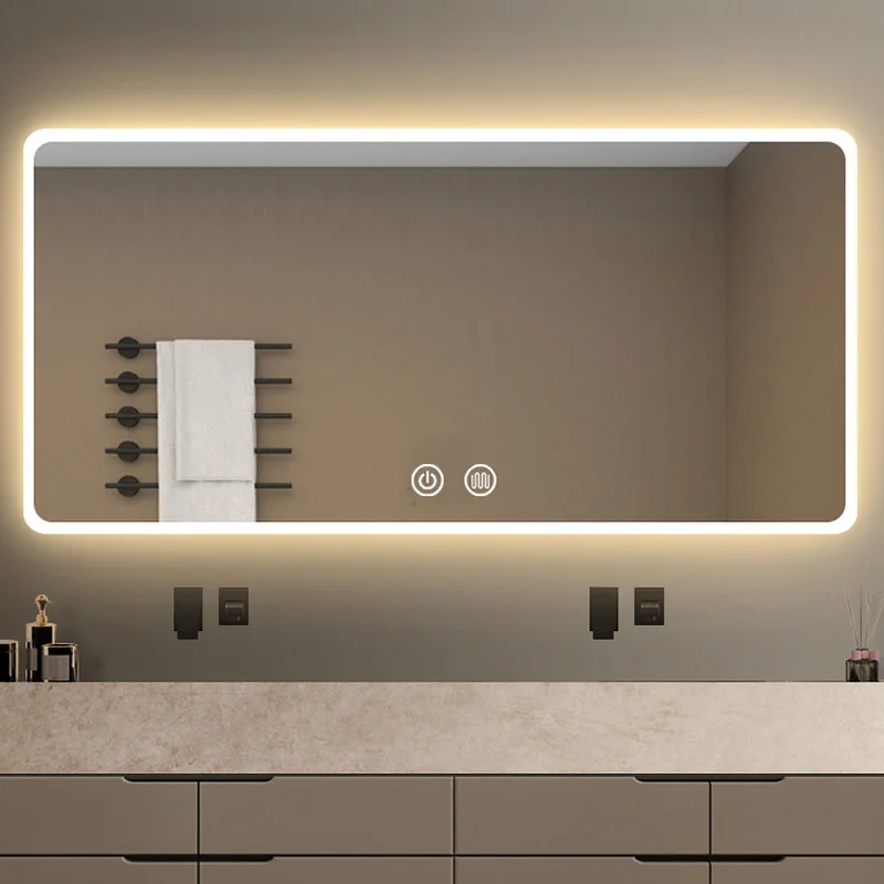 

500*700mm 600*800mm Rectangular Modern Intelligent Bathroom mirror Touch LED Mirror High definition glass mirror 3 color light