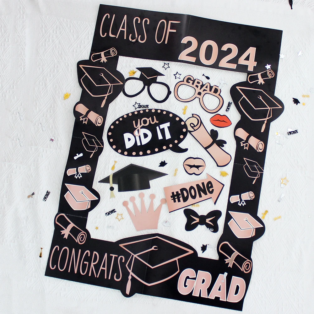 11pcs class of 2024 graduation party photo props, graduation group photo holding props, graduation party supplies