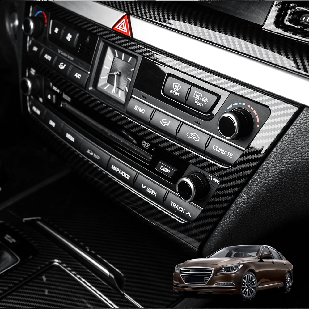 

Car Tuning Carbon Fiber ABS Air conditioning Switch Adjustment Frame Cover Trim Accessories For Genesis G80 DH 2015-2020 LHD
