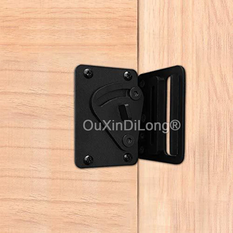 1PCS Barn Door Lock Hardware Stainless Steel Sliding Privacy Latch for Closet Shed Pocket Doors Wood Gates Black FG1217