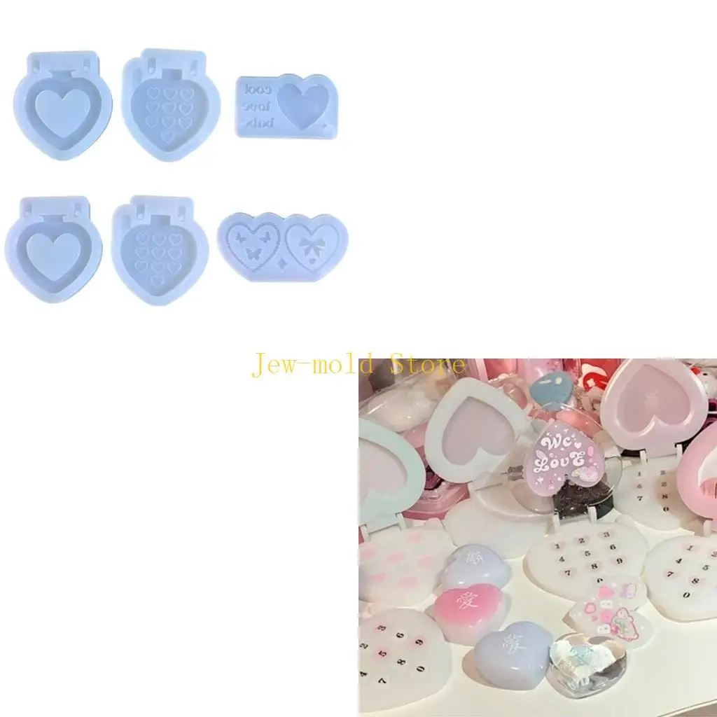 

C71B 3PCS Resin Keychain Pendant Mold Heart Photo Frame Mold Table Ornaments Mold