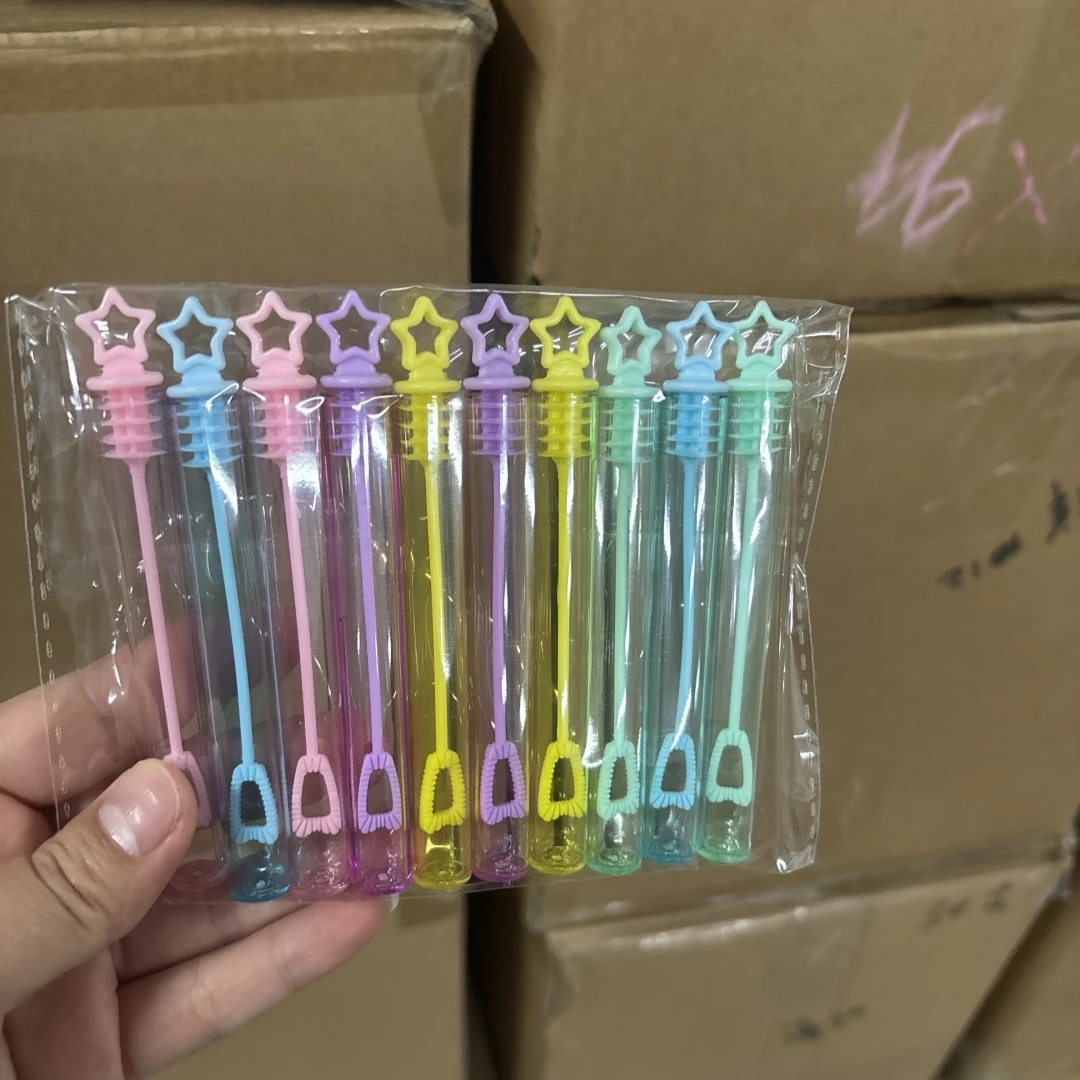 Botella de jabón de burbujas con tubo de varita de estrella colorida, regalos de boda para invitados, decoración de recuerdos de fiesta de cumpleaños para niños, Baby Shower, vacío