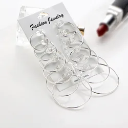 Designer Silver Plated Hoop Earrings For Women Set Fashion Minimalist Exaggerated Personality European American Set 6 12 Pairs