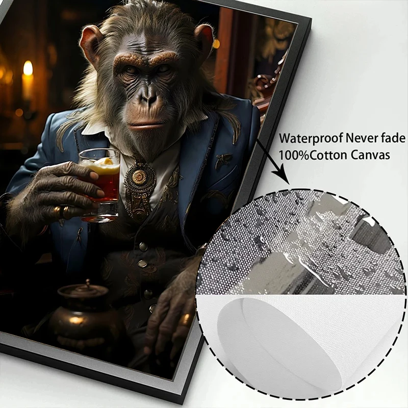 خمر العصابات البلياردو الحيوان القرد الدخان صورة الملصقات والمطبوعات حائط لوح رسم الفن صور ديكور غرفة المنزل