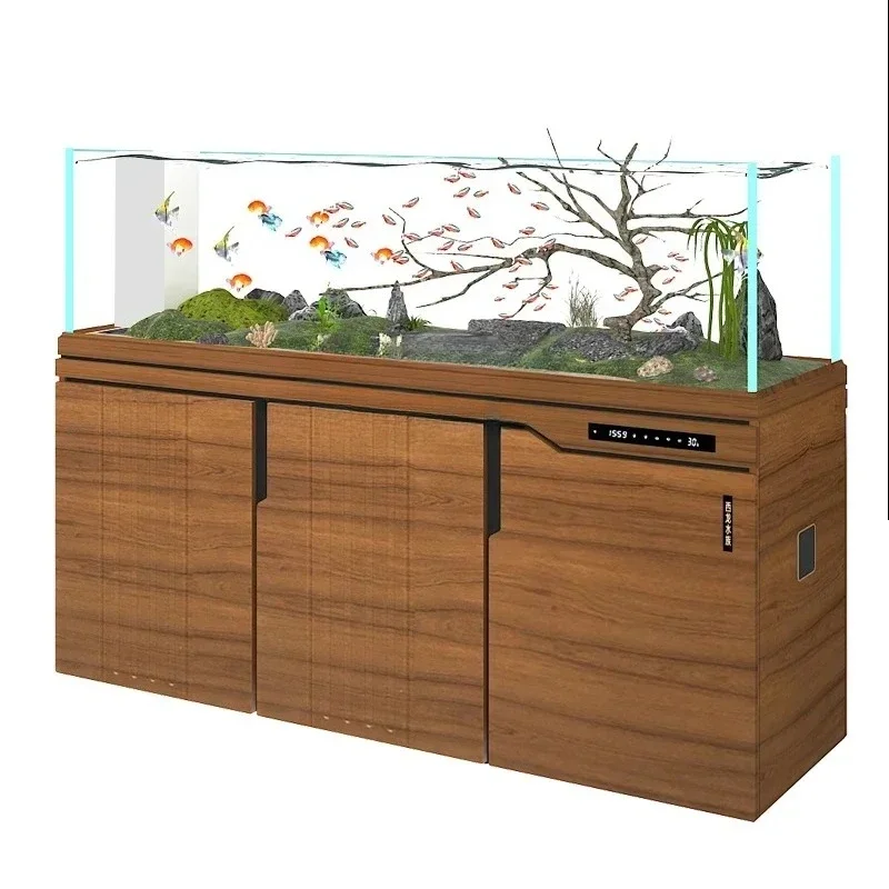 A  Bottom filter household medium and large ultra- glass stream tank overflow ecological sea tank aquatic plant tank53