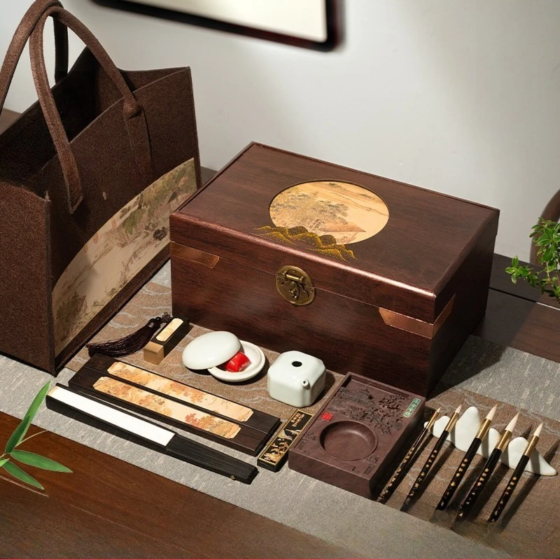Calligraphy Set Special Inkstone Duan Inkstone Hui Ink High-end Gift Box Brush Professional Boutique