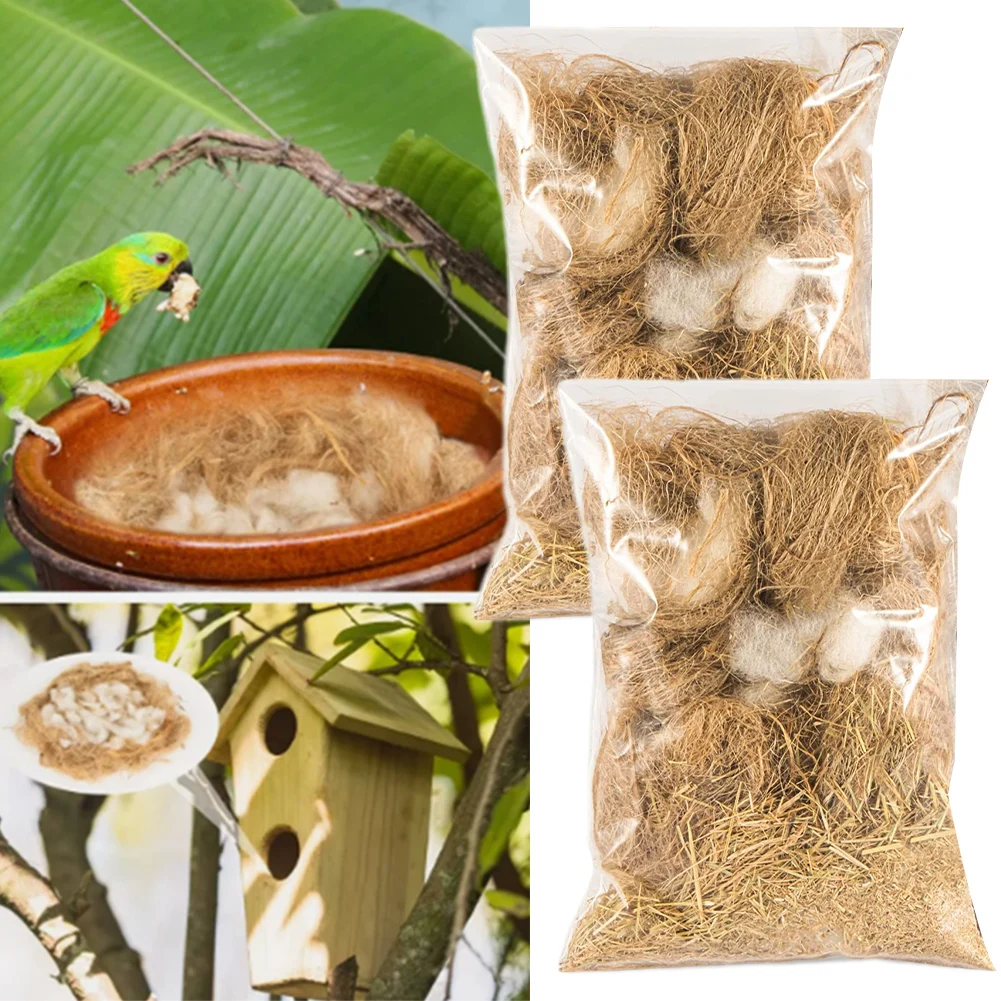 2 Pack 80g Jute Nesting Materiaal Nest/Fiber Volière Vogels Kanaries Vinken Nest Gevuld Gras Vogelkooi Accessoires decoratie