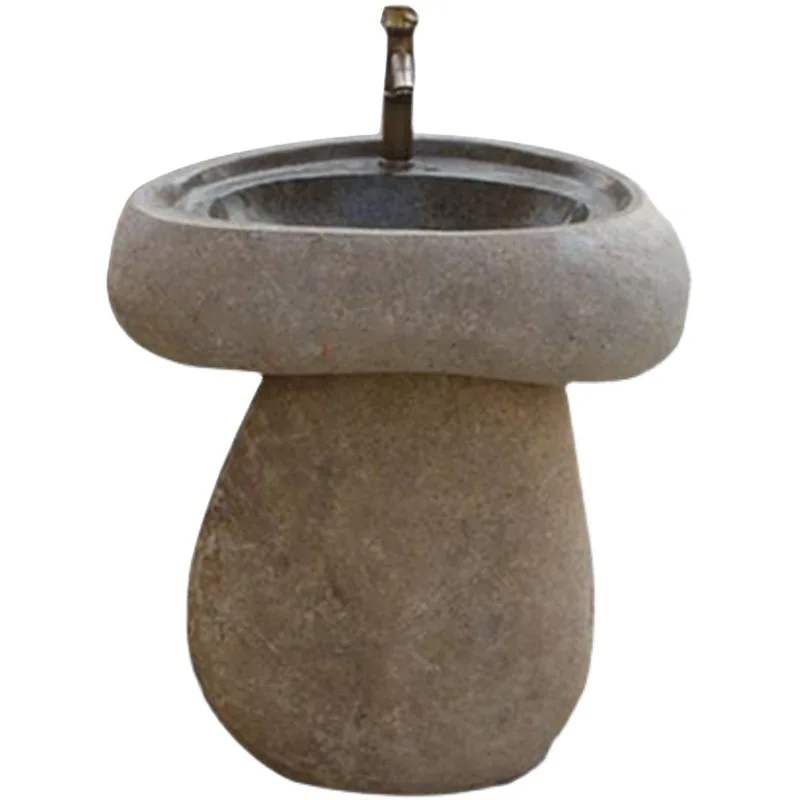 Lavabo en pierre, lavabo sur colonne, lavabo en pierre brute, lavabo en galets