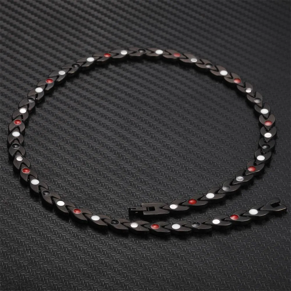Black Stainless Steel Germanium Magnetic Jewelry Sets For Women Men Health Care Medical Bracelets Necklaces Set Jewelry