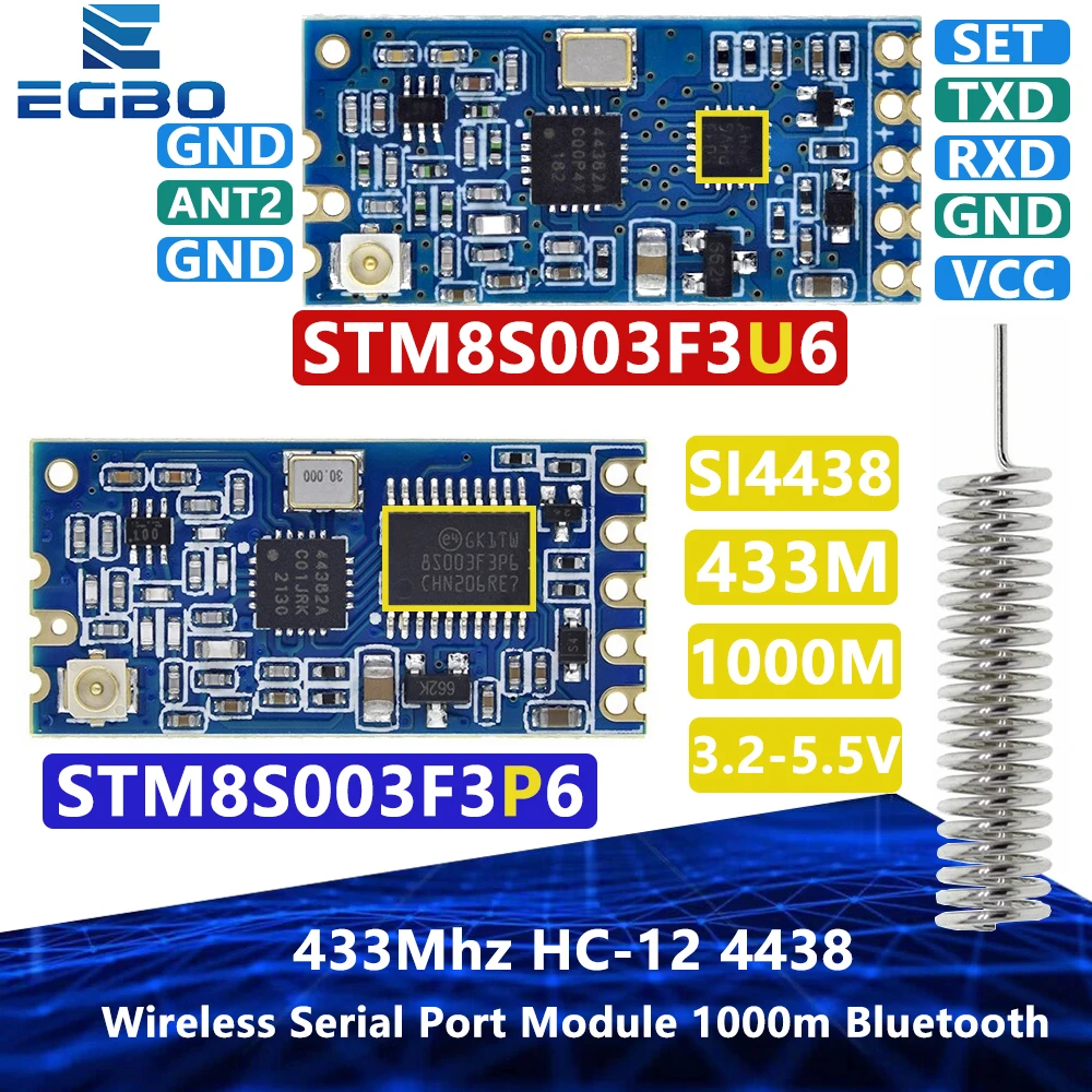 1 ~ 10 قطعة EGBO 433 ميجا هرتز HC-12 SI4463 وحدة المنفذ التسلسلي اللاسلكي 1000 متر استبدال بلوتوث جديد