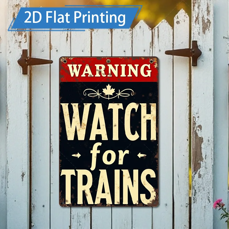 

[2D FLAT] Металлический знак, 1 шт., 8 × 12 дюймов, деревенский предупреждающий знак, часы для поезда, металлические настенные рисунки