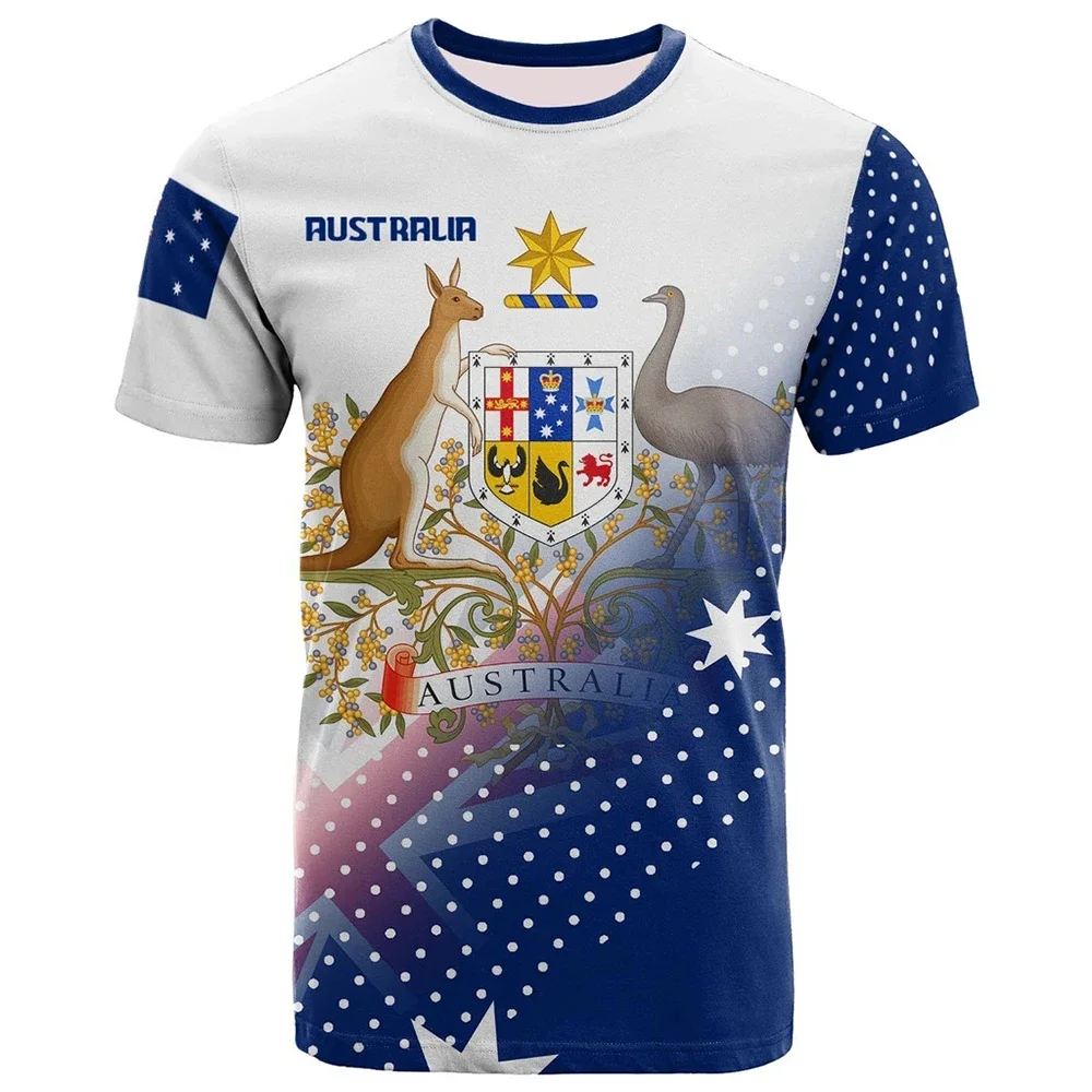 

Summer Australia Flag Graphic T Shirts Men Fashion Sports Short Sleeved Loose Tee Shirt Australian Football Team Unisex Tops