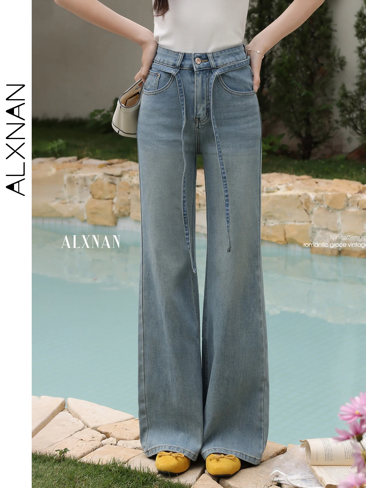 ALXNAN женские расклешенные джинсы