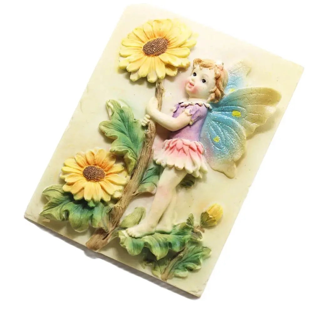 Hada de girasol silicona Fondant pastel Topper molde flor niña molde Chocolate Sugarcraft hornear