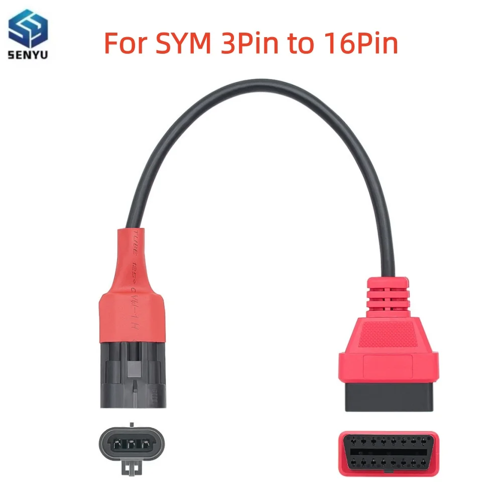 High Quality for SYM 3Pin to OBD2 16Pin Diagnostic Adapter for Motorcycle Scanner Extension Cable Car OBD 2 Connector Tool