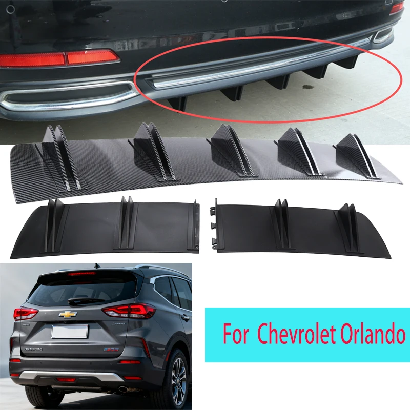 

For Chevrolet Orlando Car Rear Bumper Lip ABS Double Wing Rear Shark Chassis Fin Style Curved Bumper Lip Diffuser Anti-collision