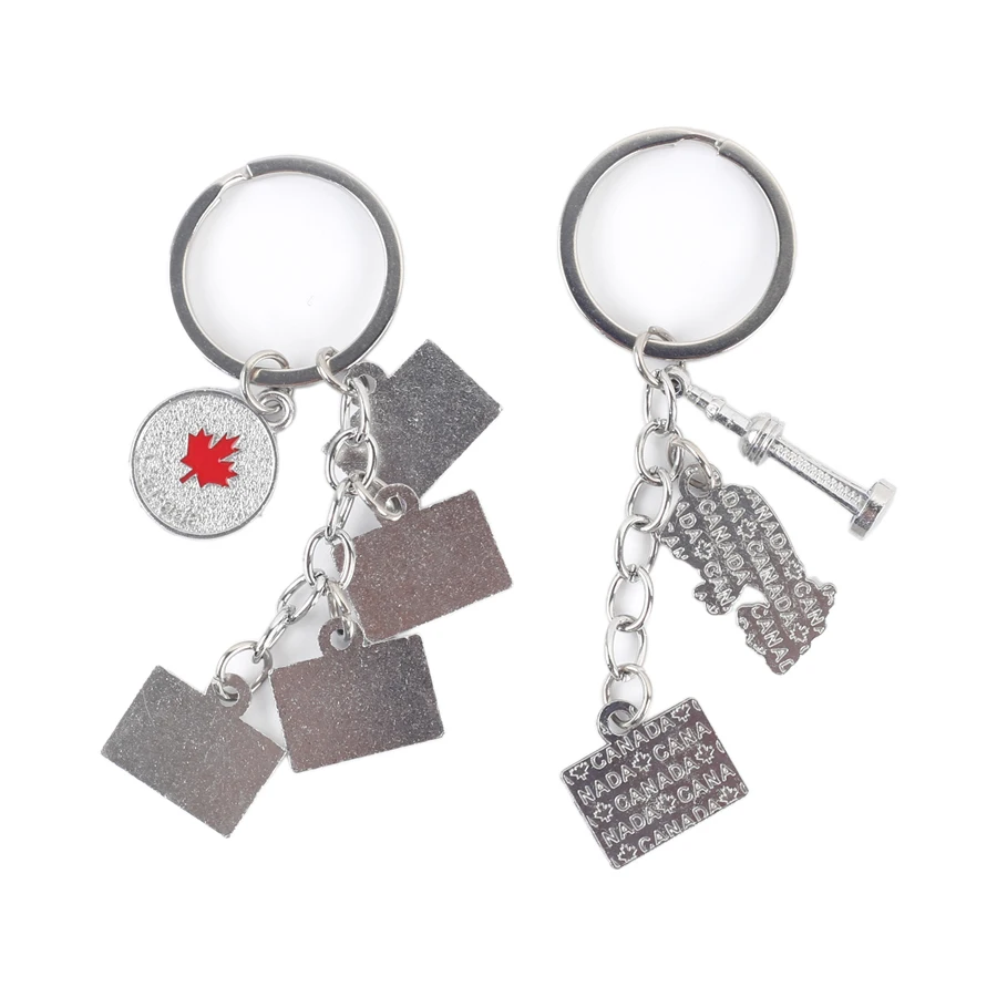 Wholesale Keychain Canadian Flag Map Pendant Keyring Cn Tower Landmark Decor Bag Charm Keychain For Travel Souvenirs Key Chain