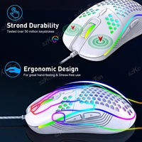 Honeycomb Wired Gaming Mouse RGB Backlight 7200 Adjustable DPI Ergonomic USB Computer Mice for Windows PC & Laptop Gamers 5