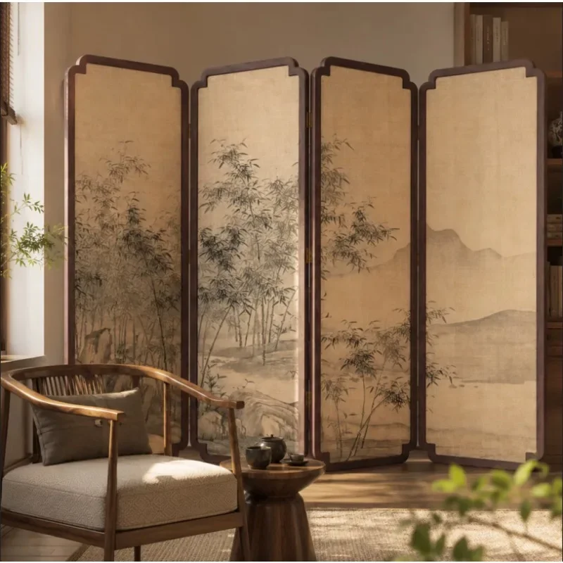 New Chinese Begonia Corner Solid Wood Screen Folding Screen Household Corner Folding Door Porch Partition Living Room Dining Roo