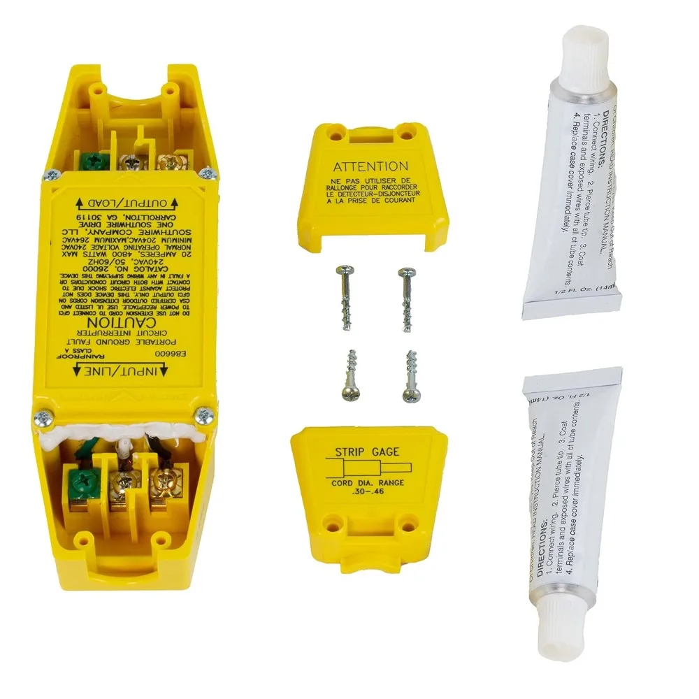 

Waterproof Home Brewing GFCI 240 Volt 20 Amp Manual Reset User Attachable in-Line GFCI - Yellow