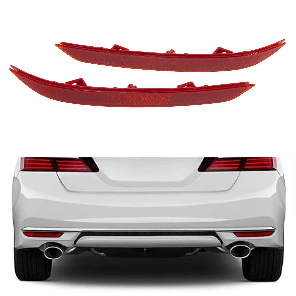 2 Pcs Rear Left Right Bumper Reflector Light Set for Honda Accord 2016-2017 HO1185111 33505T2AA11