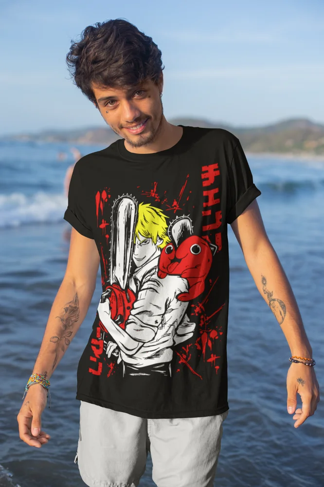 Japanese Anime Chainsaw Man Denji Pochita Makima Cartoon T-Shirt Soft Tee