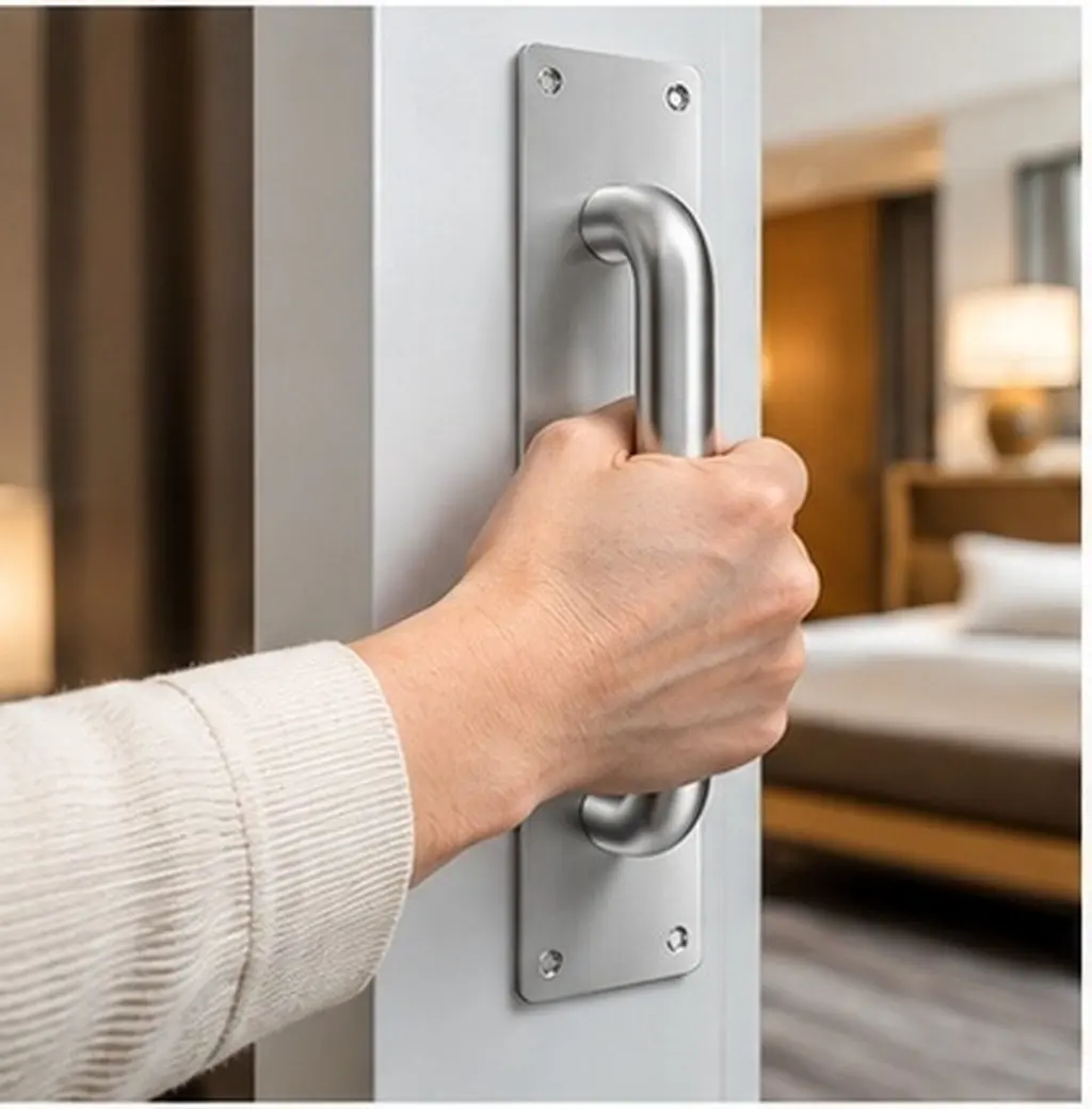 1Set Stainless Steel Silver Door Knob Modern Pull Handle Corrosion Resistant Sturdy Easy Install Safety Handle for Hotel Cabinet