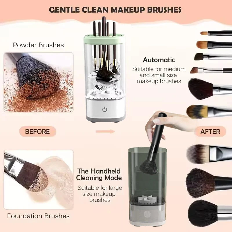 Machine de nettoyage de brosse de maquillage électrique pour nettoyeur de brosse de maquillage Plug and Play brosse de nettoyage rapide électrique Portable
