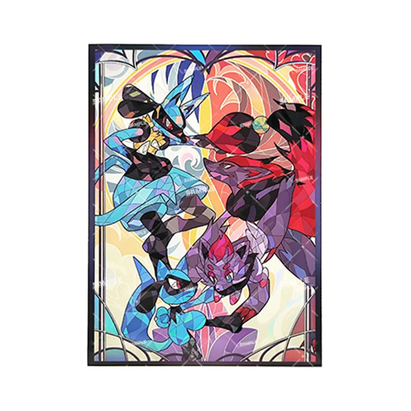 

50Pcs/set Zoroark Lucario Glass painted style Card sleeve PTCG Anime Game Collection Card Protective Cover Gift Toys 66*91mm