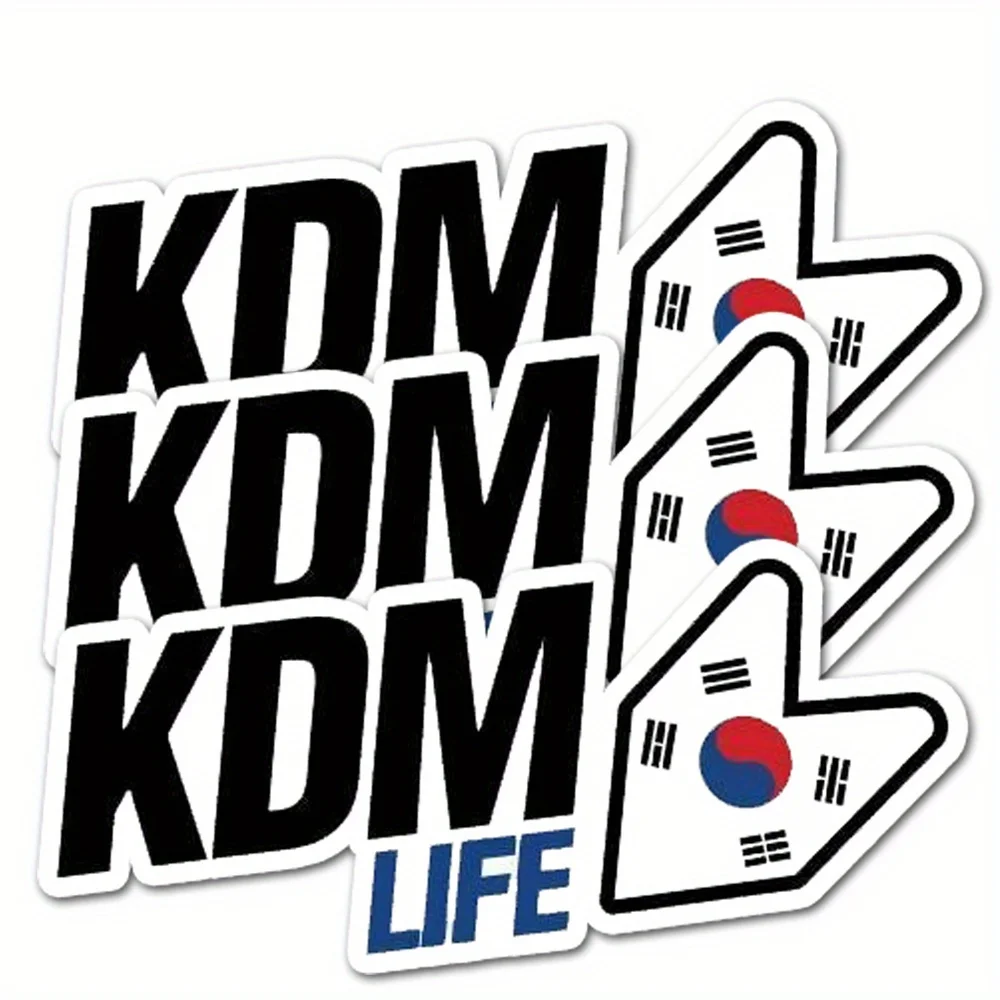 1pc KDM Car Stickers with Flag of South Korea Design Vinyl Decal Car Exterior Decoration