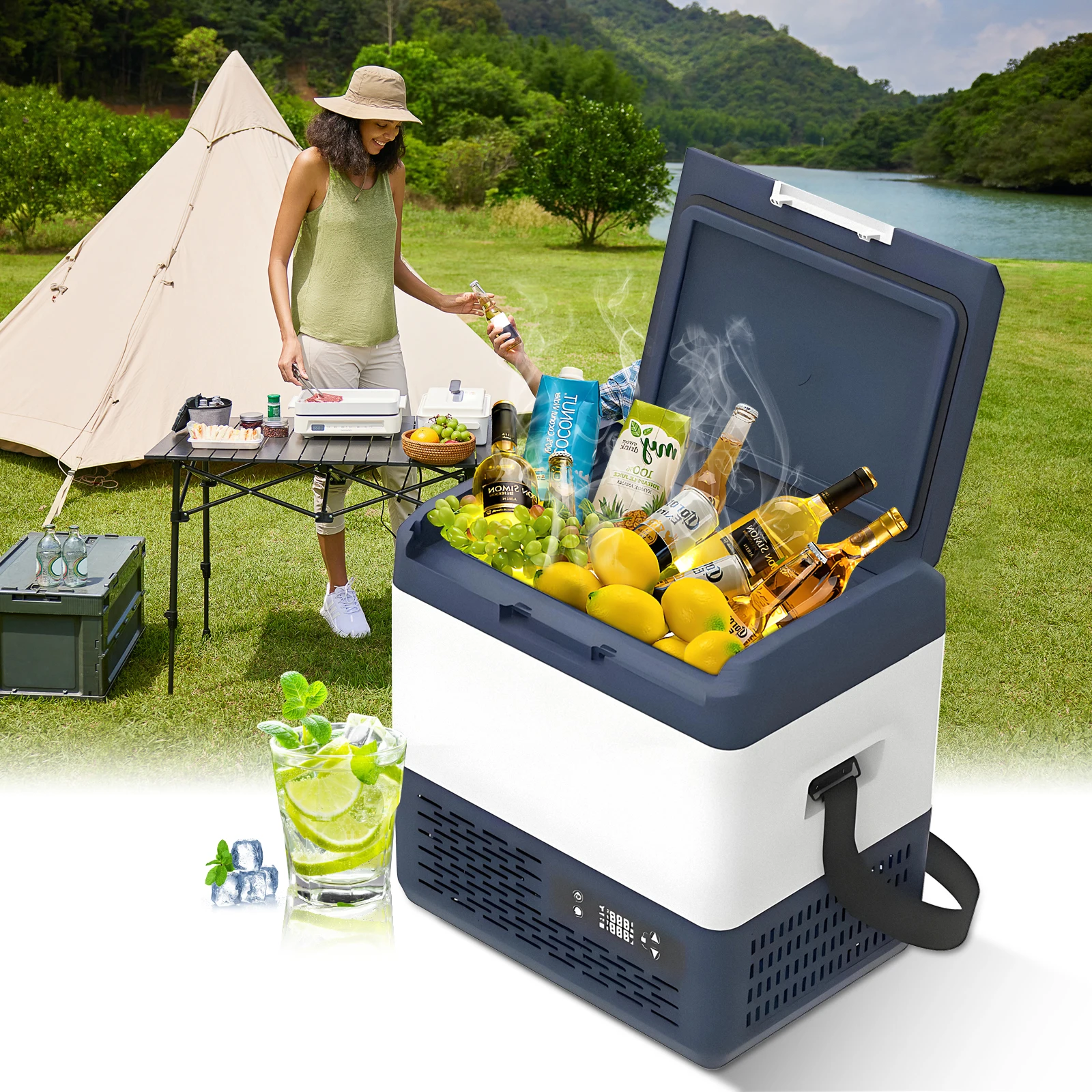 Treeligo 15l 12v 24v mini geladeira portátil para carro mini geladeira freezer para acampamento piqueniques rv compressor doméstico resfriamento rápido