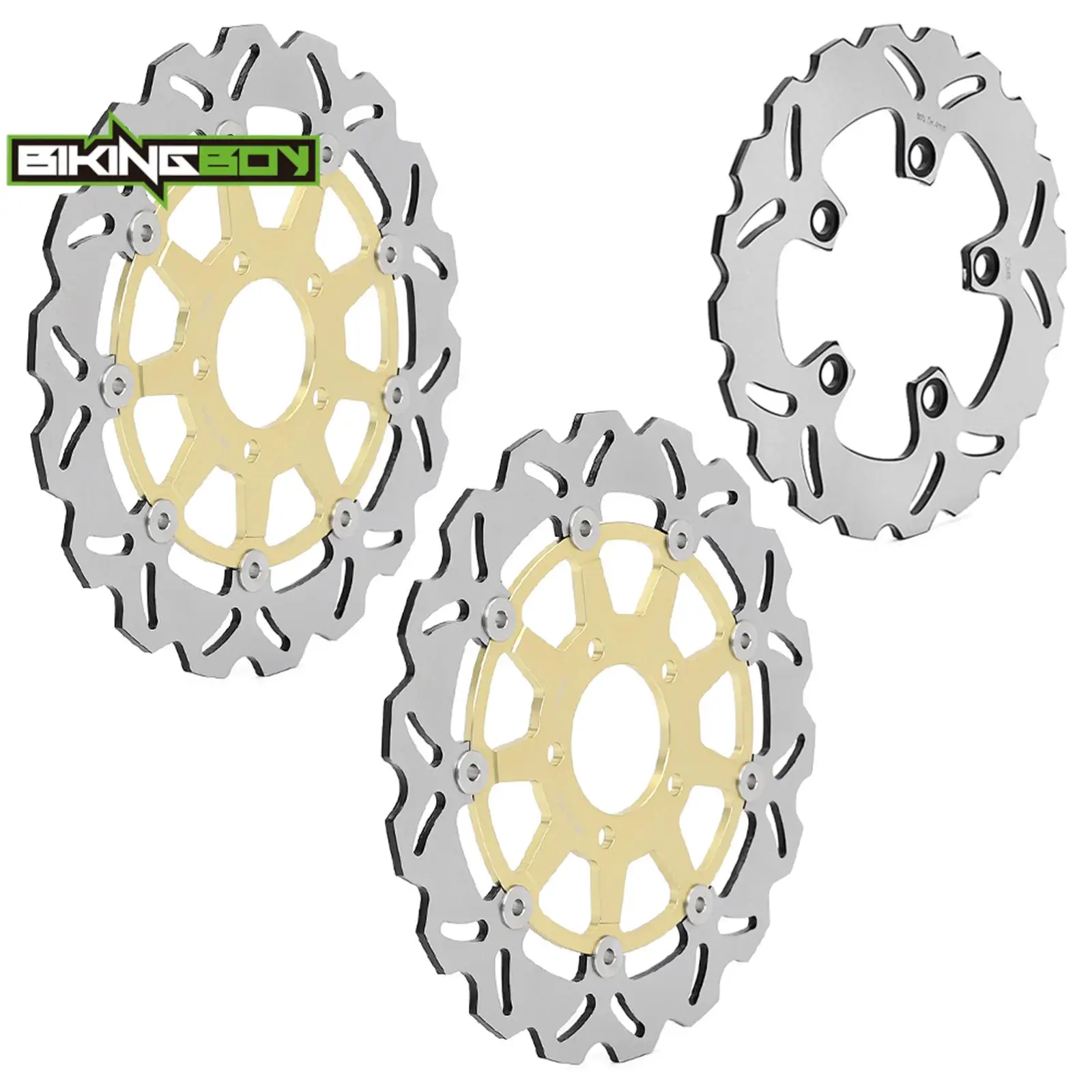 BIKINGBOY Front Rear Brake Discs Rotors For GSXR GSX-R 1000 01 02 03 04 05 06 07 08 09 10 11 12 13 14 15 16 K1 K2 K3 K4 K5 K6